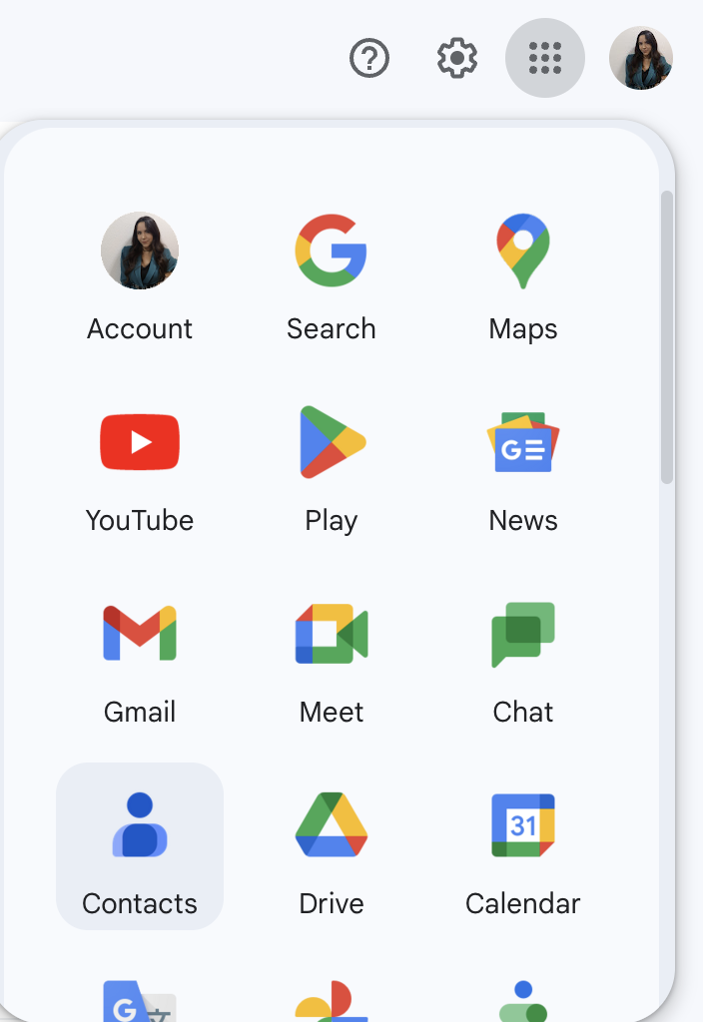 Gmail Contacts page