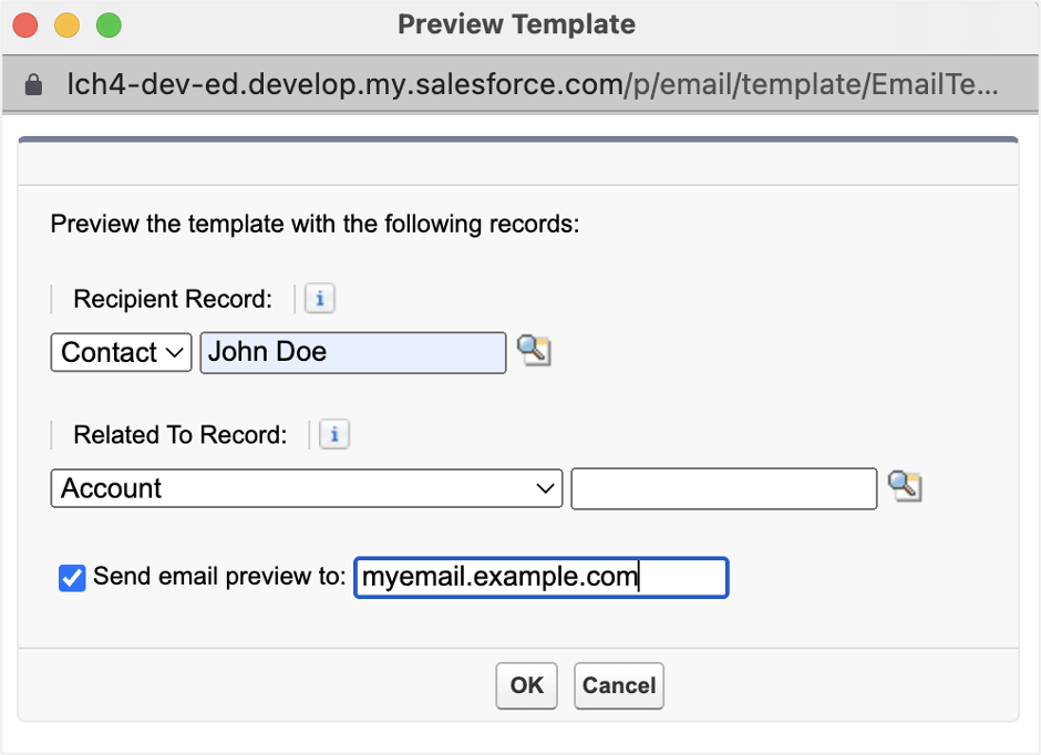 Salesforce preview email template records 