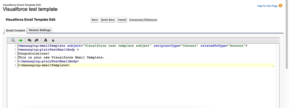 Salesforce edit template Visualforce component