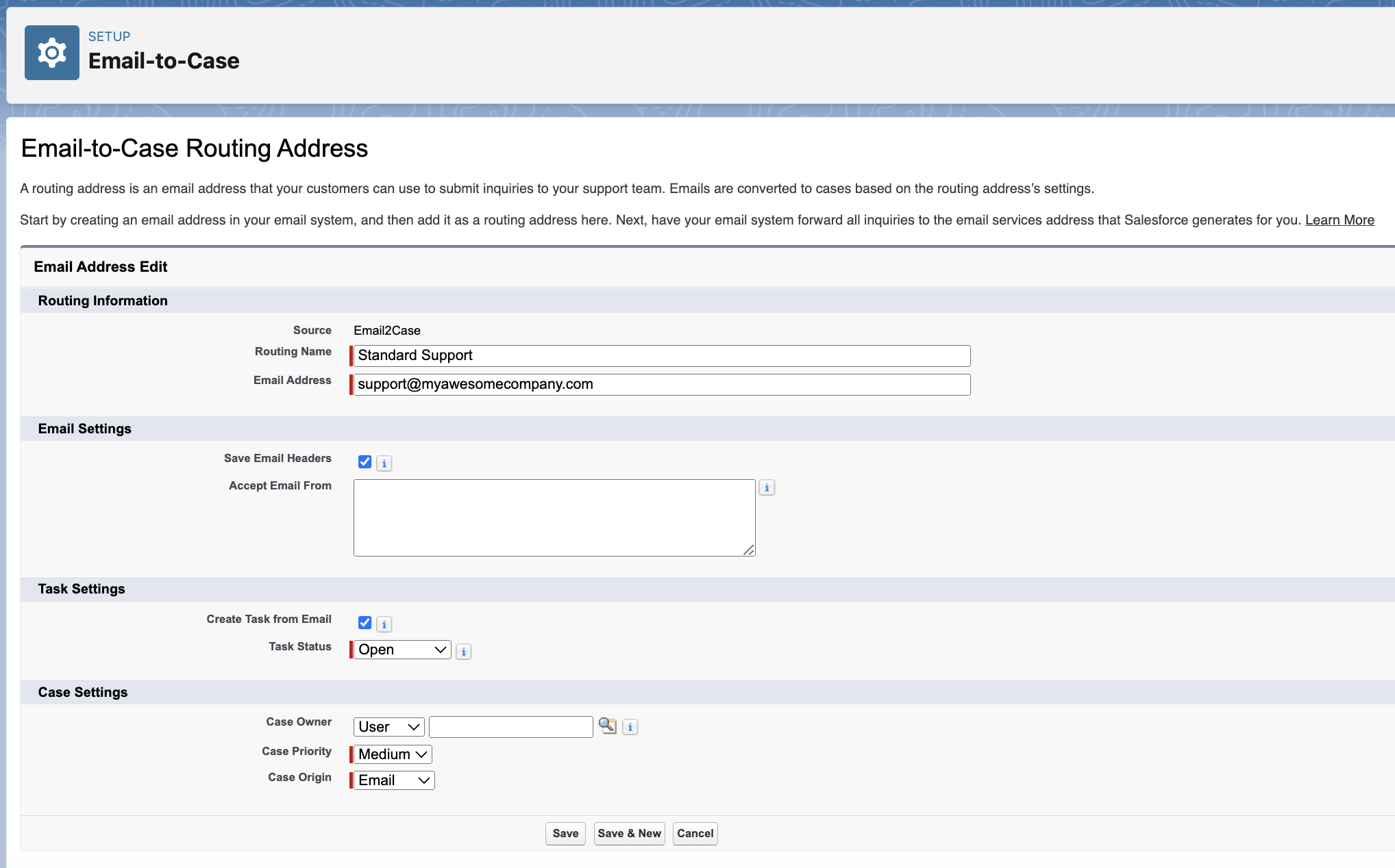 Adding email to case routing address 