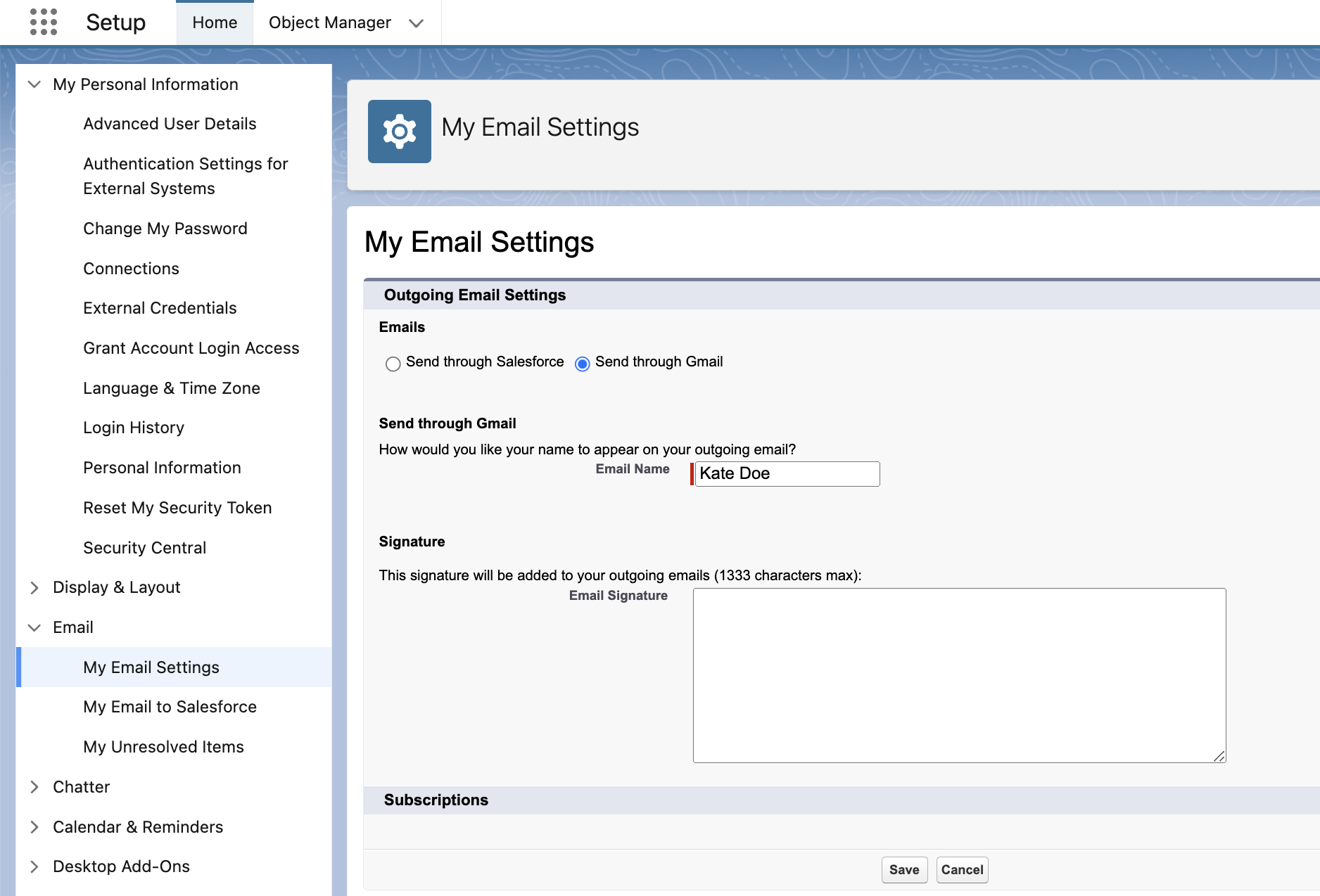 Configuring email settings in Salesforce Lightning Experience