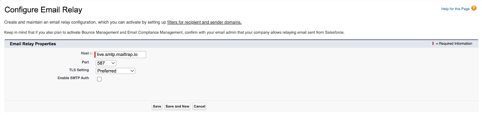 Configuring email relay 