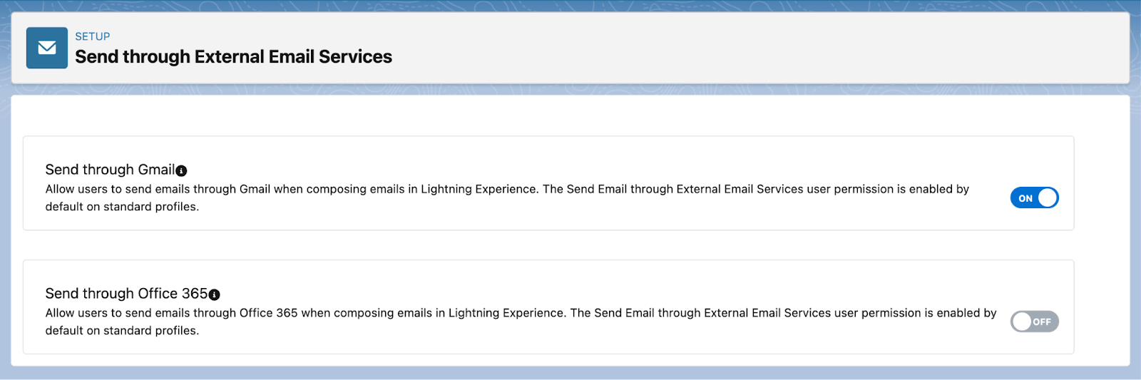 Configuring external email services in Lightning Experience 