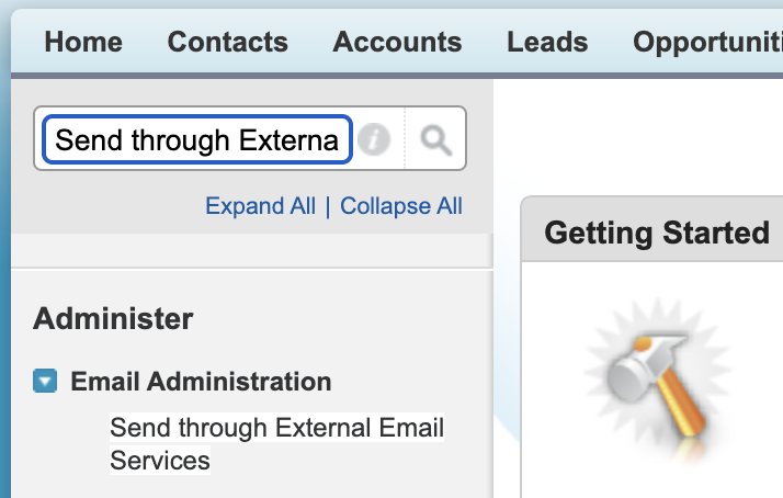 Send through External Email Services in Salesforce Classic