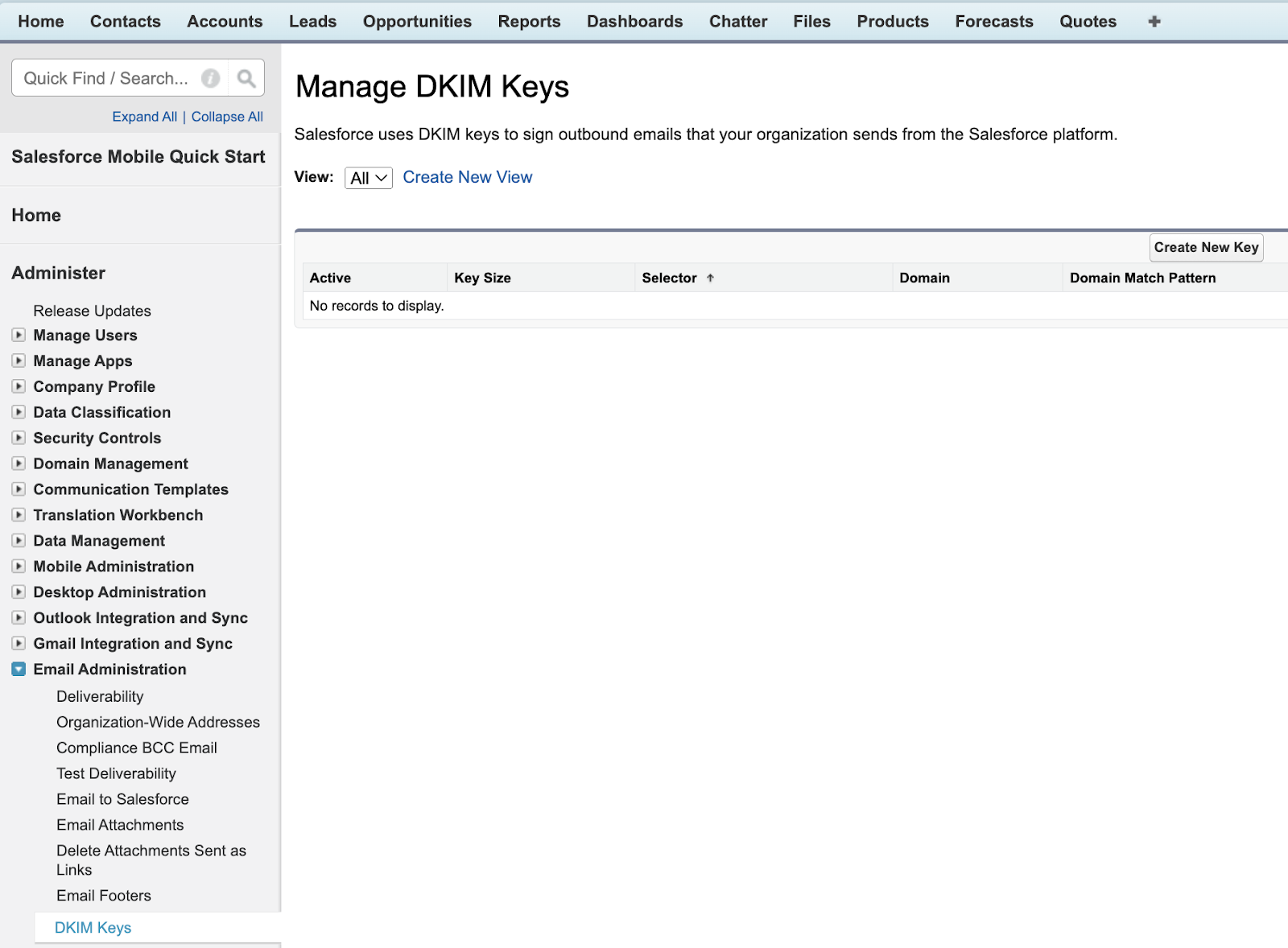 Secure DKIM Keys in Salesforce Classic 
