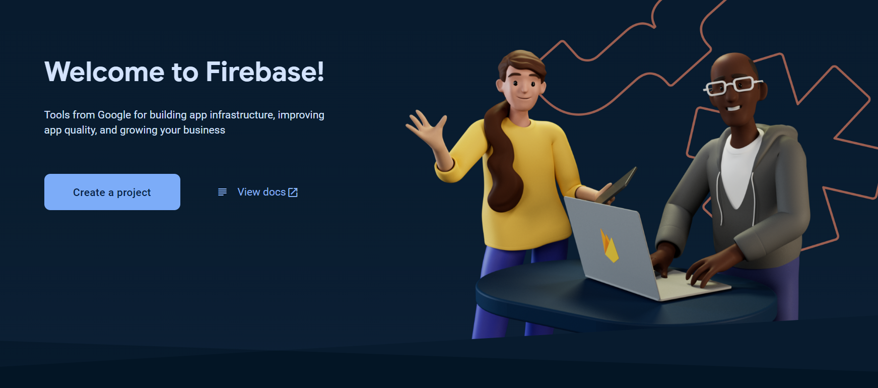 Firebase welcome page.
