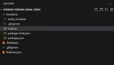 Screenshot of Firebase send email directory.