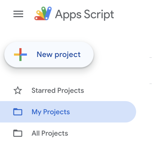 This is an image showing the Apps Scripts new project button