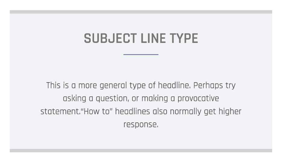 This is an image showing Email Subject Line Grader subject line type categorization