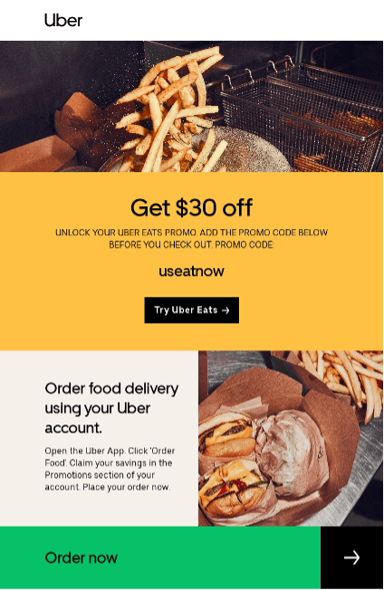 This is an image showing an email from Uber Eats