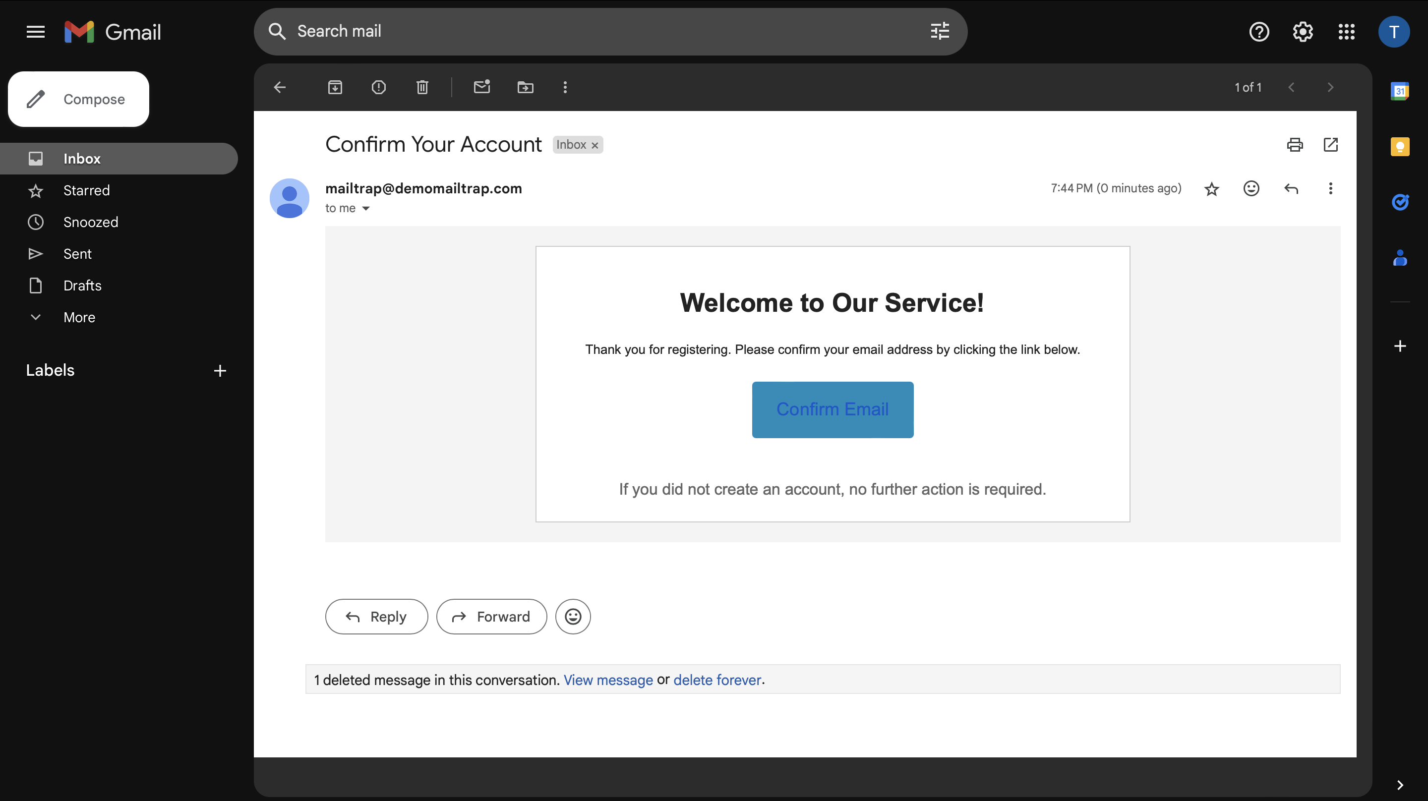 Account confirmation email template example