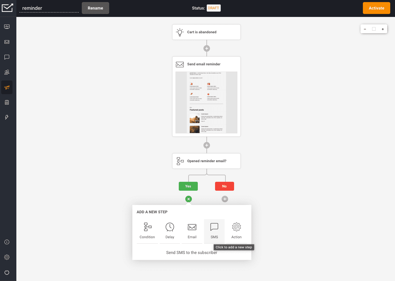 Sender’s email automation workflow