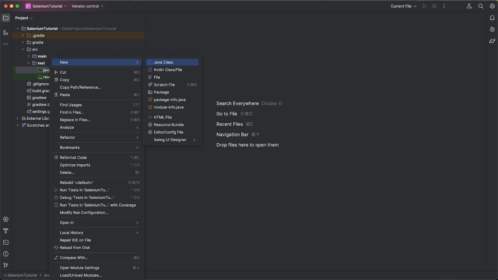 Selenium new class file