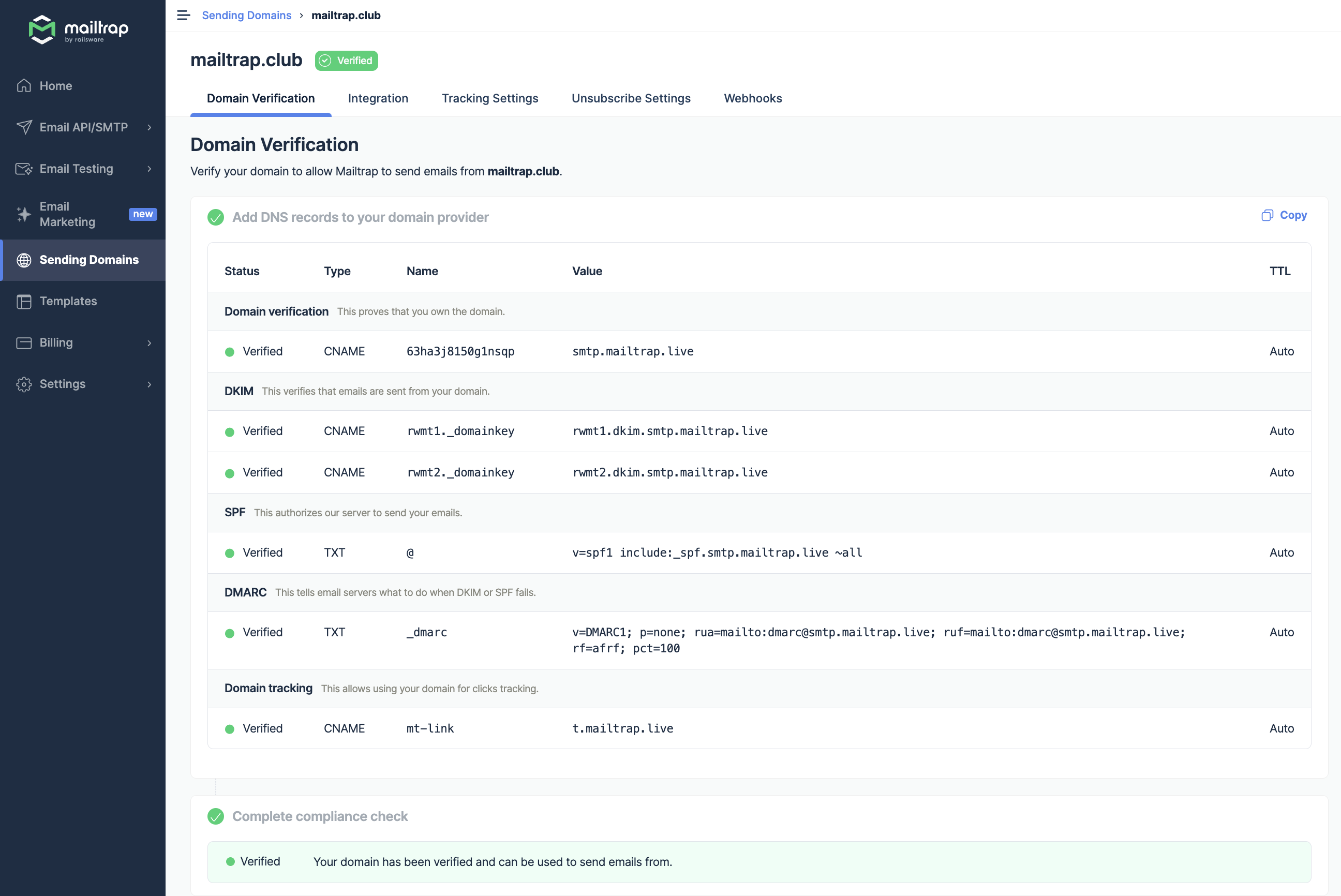 Verified domain and compliance check passed