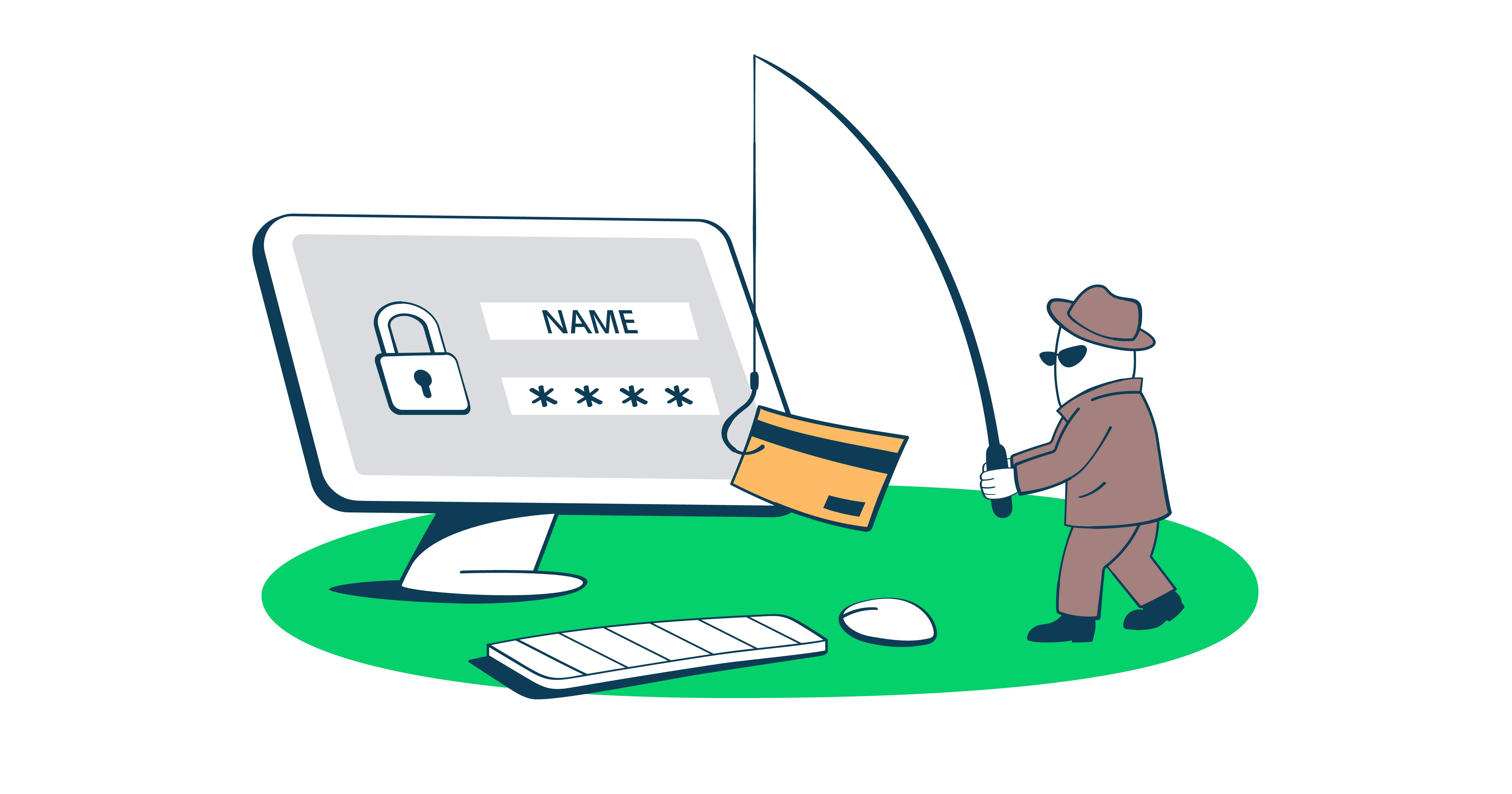 This graphics is a symbolic representation of phishing for an article that covers the topic in detail.