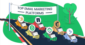 This graphics is a representation of best email marketing platforms for an article that covers the topic in detail.