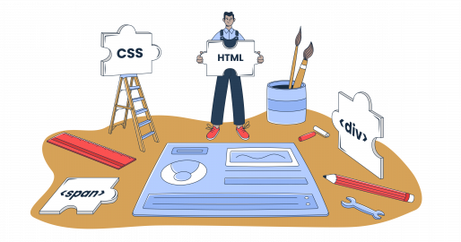 This image is a symbolic graphic representation of building HTML email template for an article that covers it in detail.