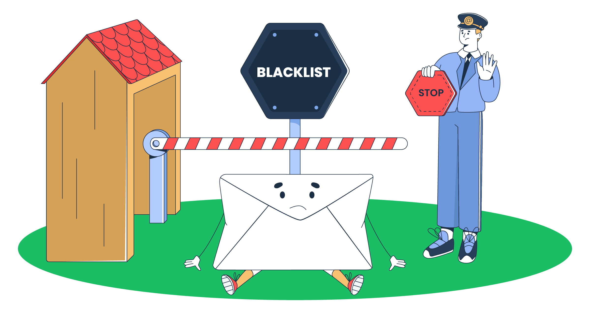 This is a graphic representation of an email blacklist, for an article that covers the topic in detail.