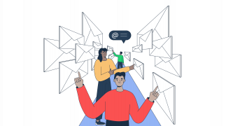 This is a symbolic graphic representation of B2B email marketing lead generation for an article that covers the topic in detail.