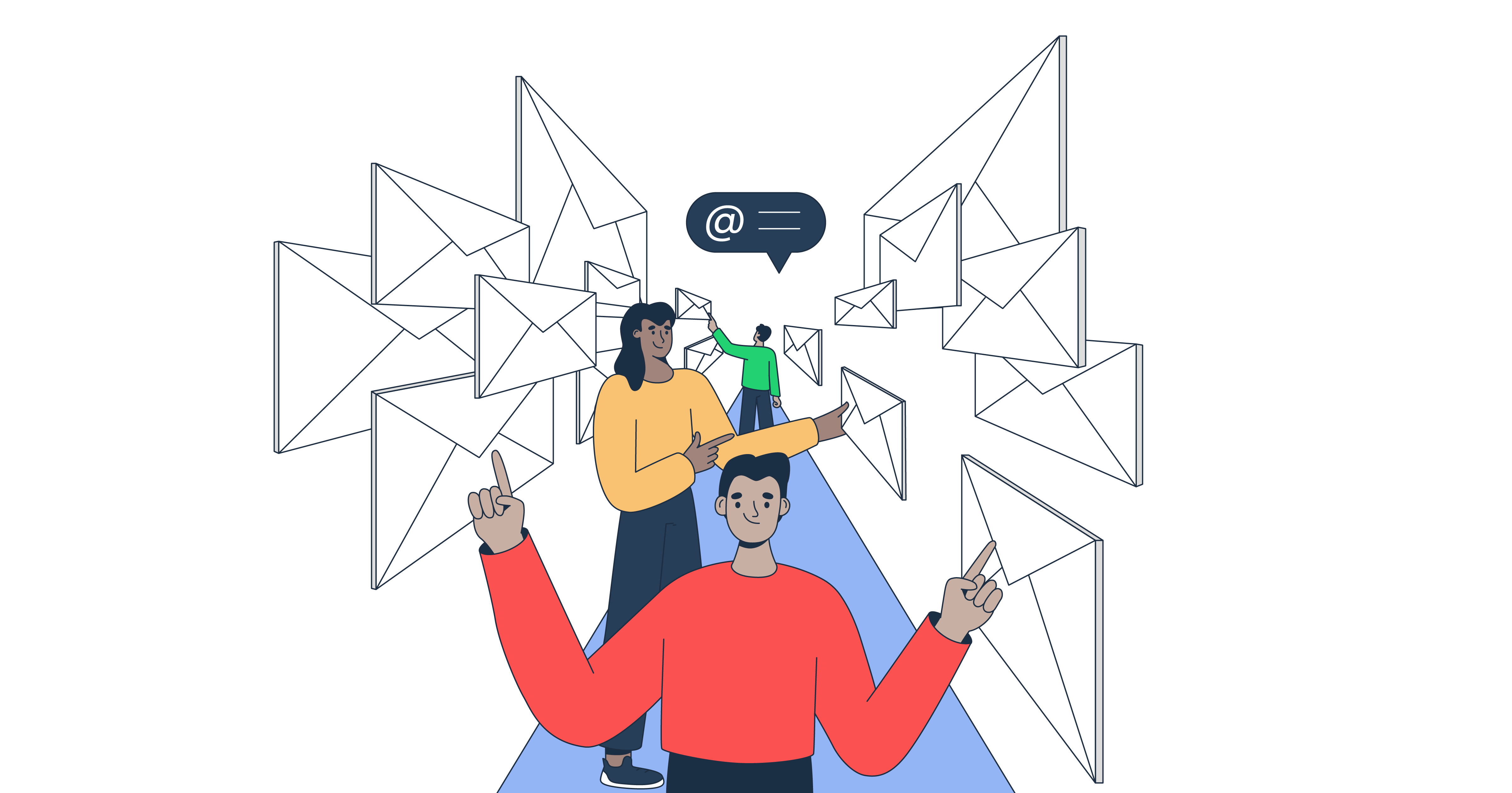 This is a symbolic graphic representation of B2B email marketing lead generation for an article that covers the topic in detail.