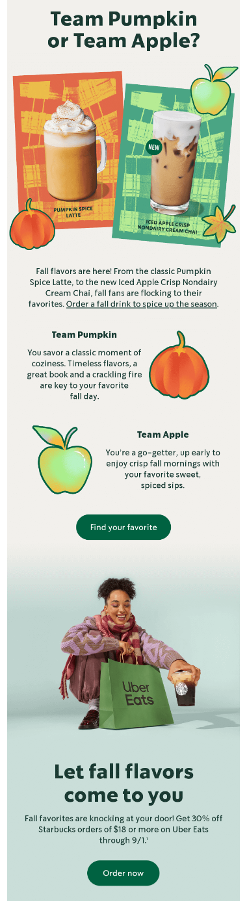This is an image showing a Starbucks email