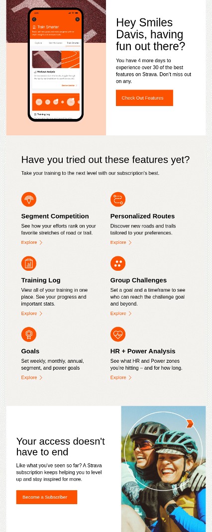 This is an image showing a Strava email