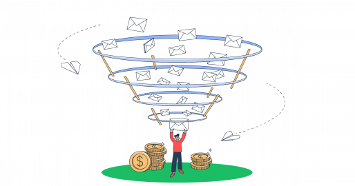 This is a symbolic graphic representation of email marketing lead generation for an article that covers the topic in detail.