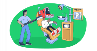 This image is a symbolic graphic representation of email marketing for dentists for an article that covers the topic in detail.