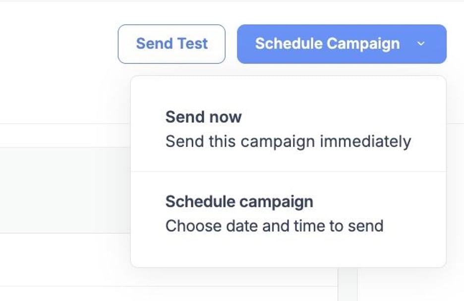 This is an image showing the Mailtrap schedule campaign button