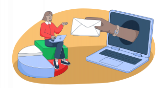 This graphic is a symbolic representation of B2B email marketing for an article that covers the topic in detail.
