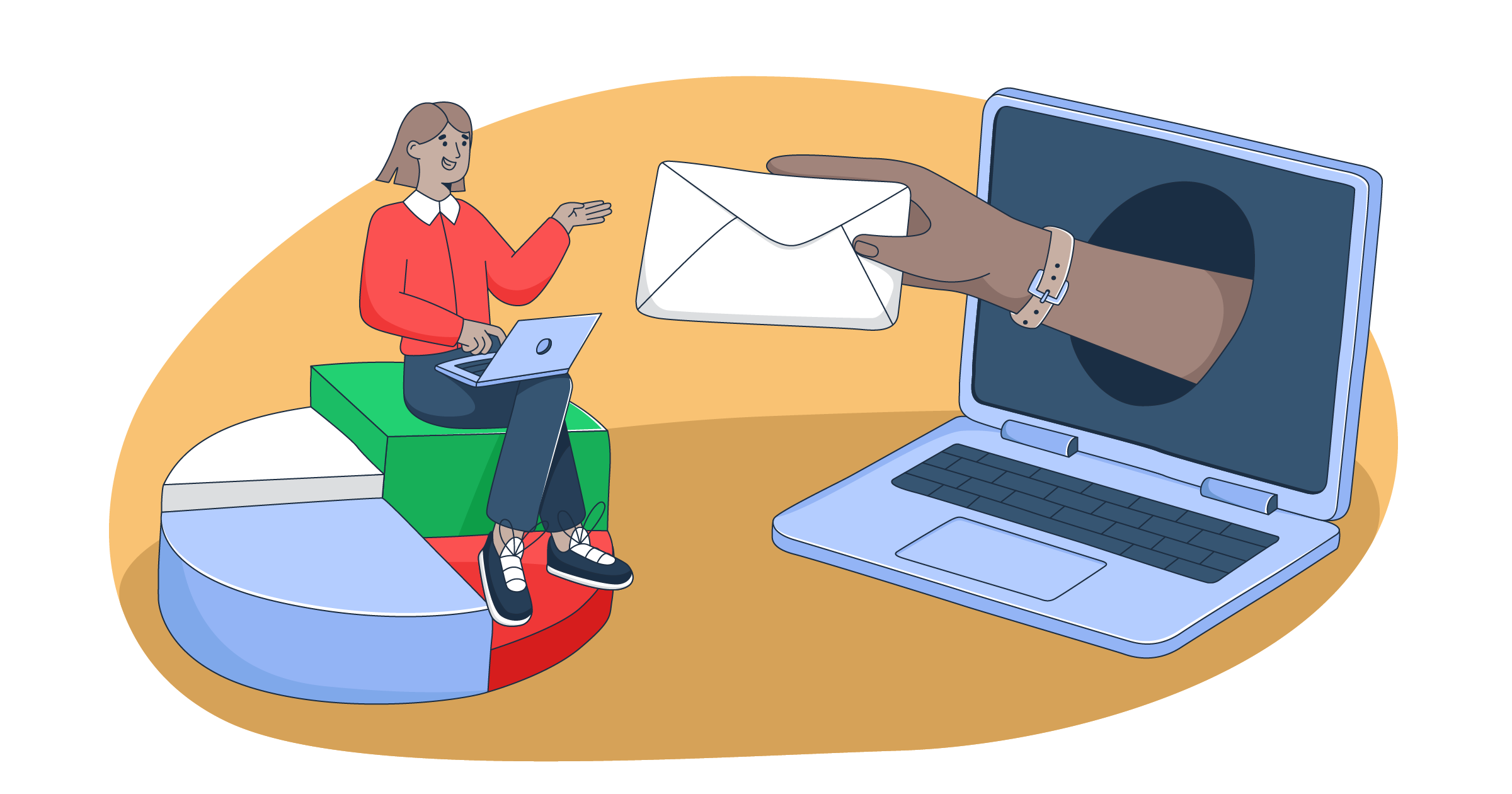 This graphic is a symbolic representation of B2B email marketing for an article that covers the topic in detail.