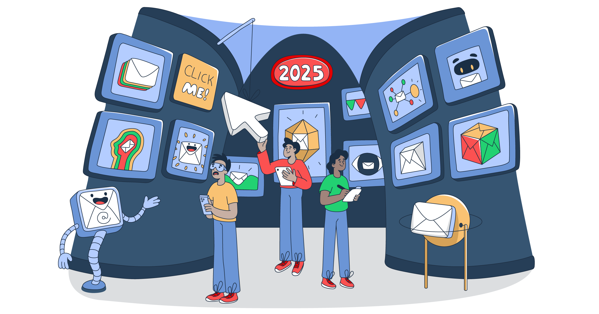 This is a symbolic graphic representation of best email design examples for an article that covers the topic in detail.