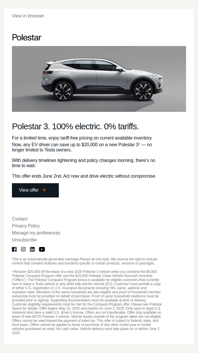 Polestar email design example