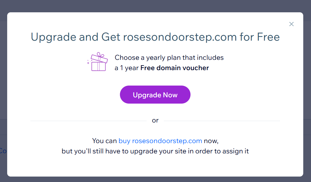 Wix upgrade popup
