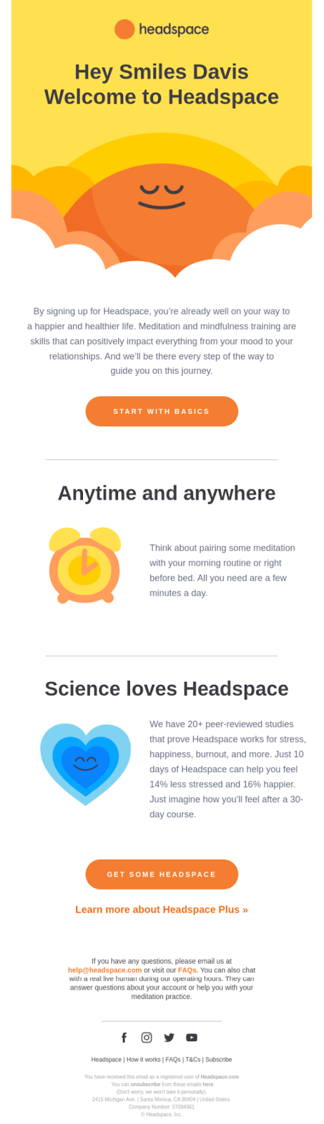 Headspace email design example