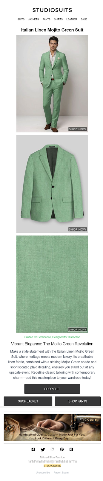 Studiosuits email design example