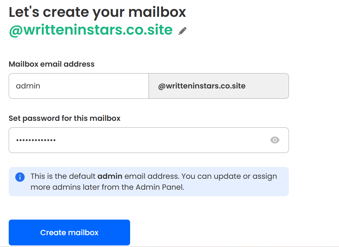 Neo create a mailbox form