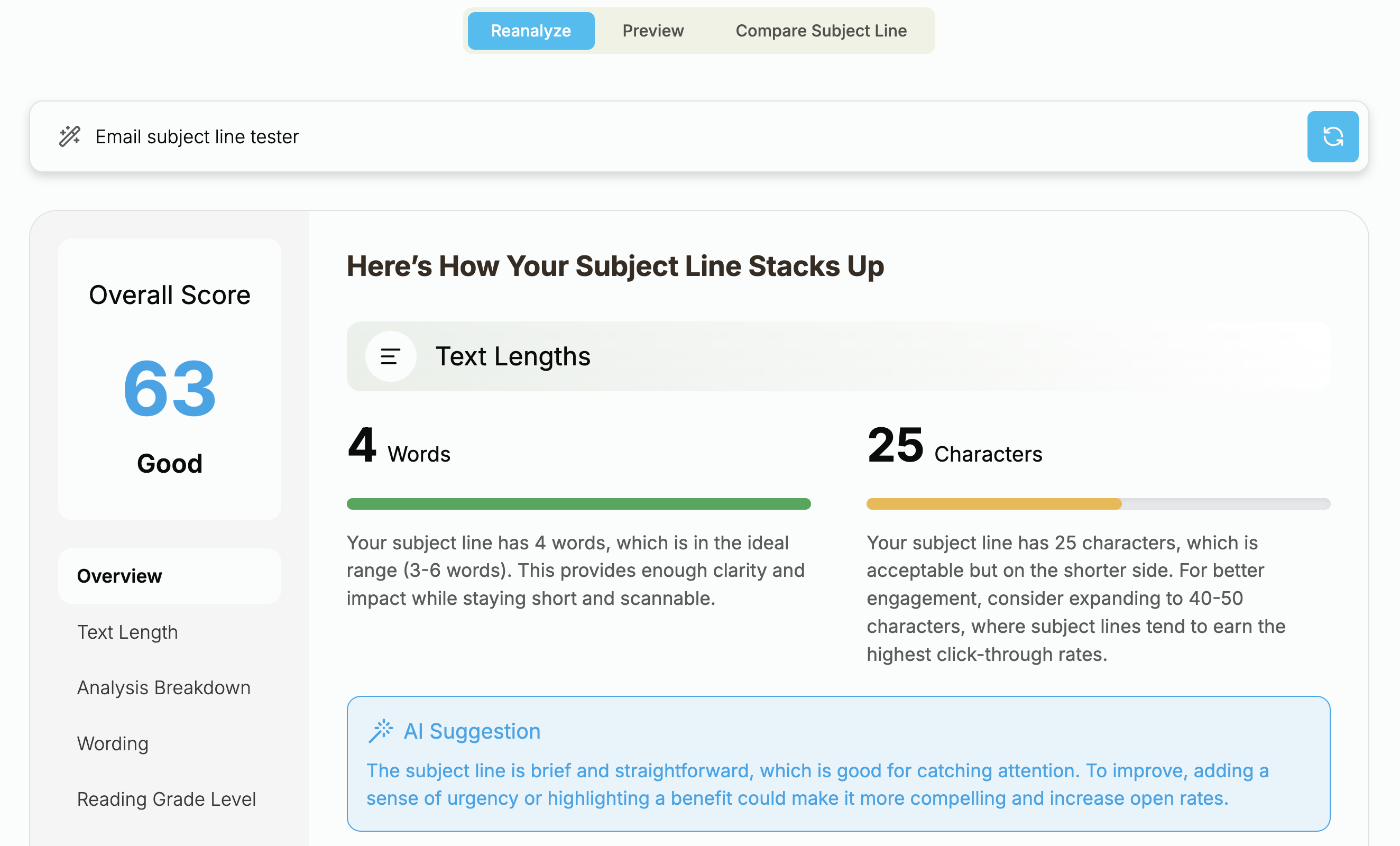 InboxArmy free email subject line tester interface