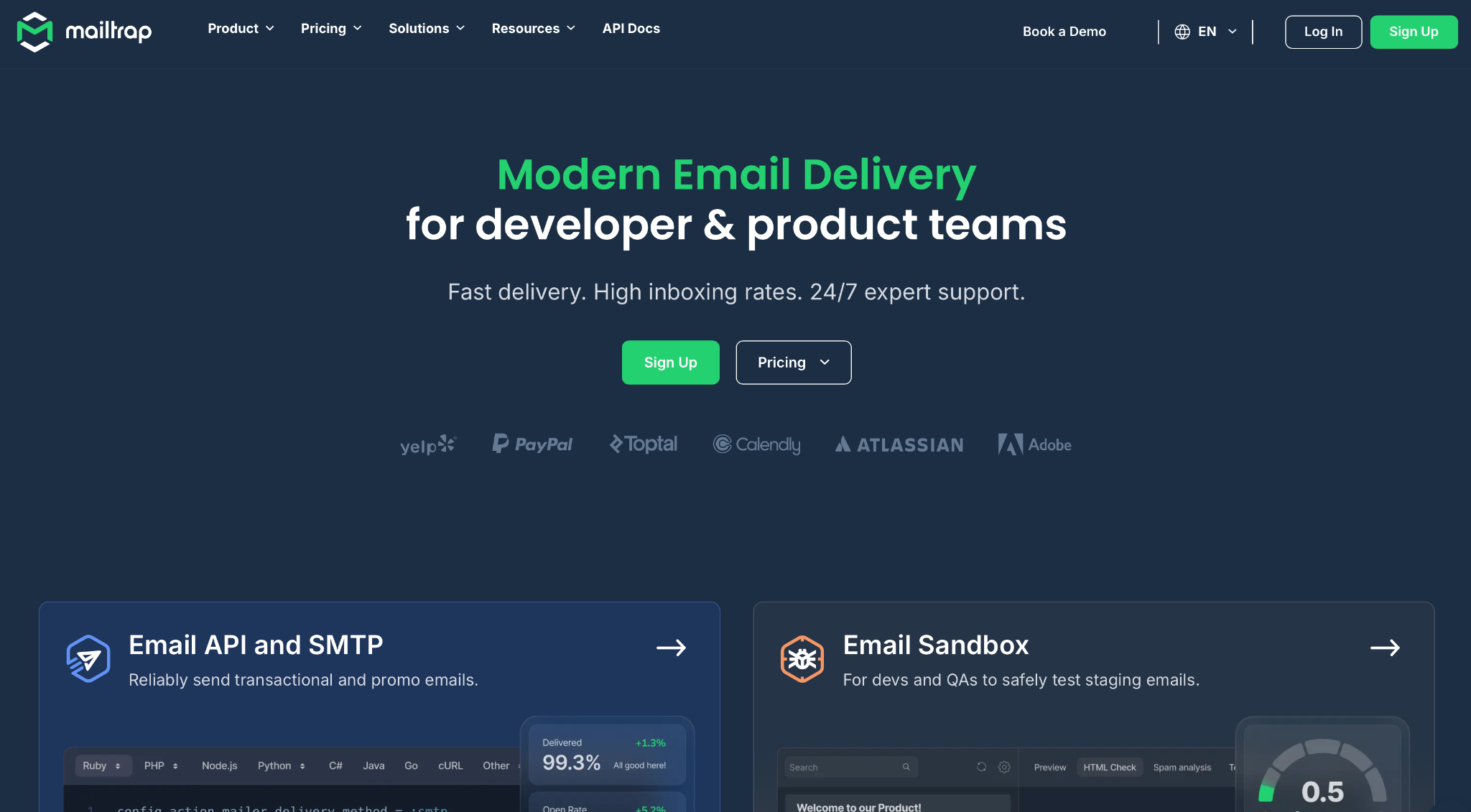 Mailtrap homepage