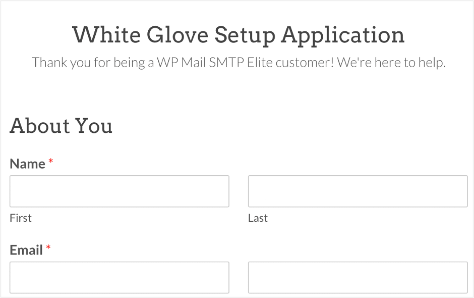 This is an image showing the WP Mail SMTP plugin white glove application