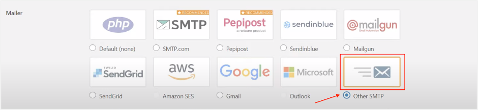 This is an image showing the WP Mail SMTP other mailers option