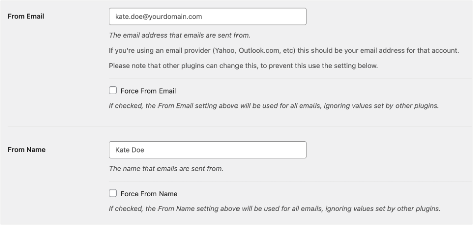 This is an image showing WP Mail SMTP plugin settings
