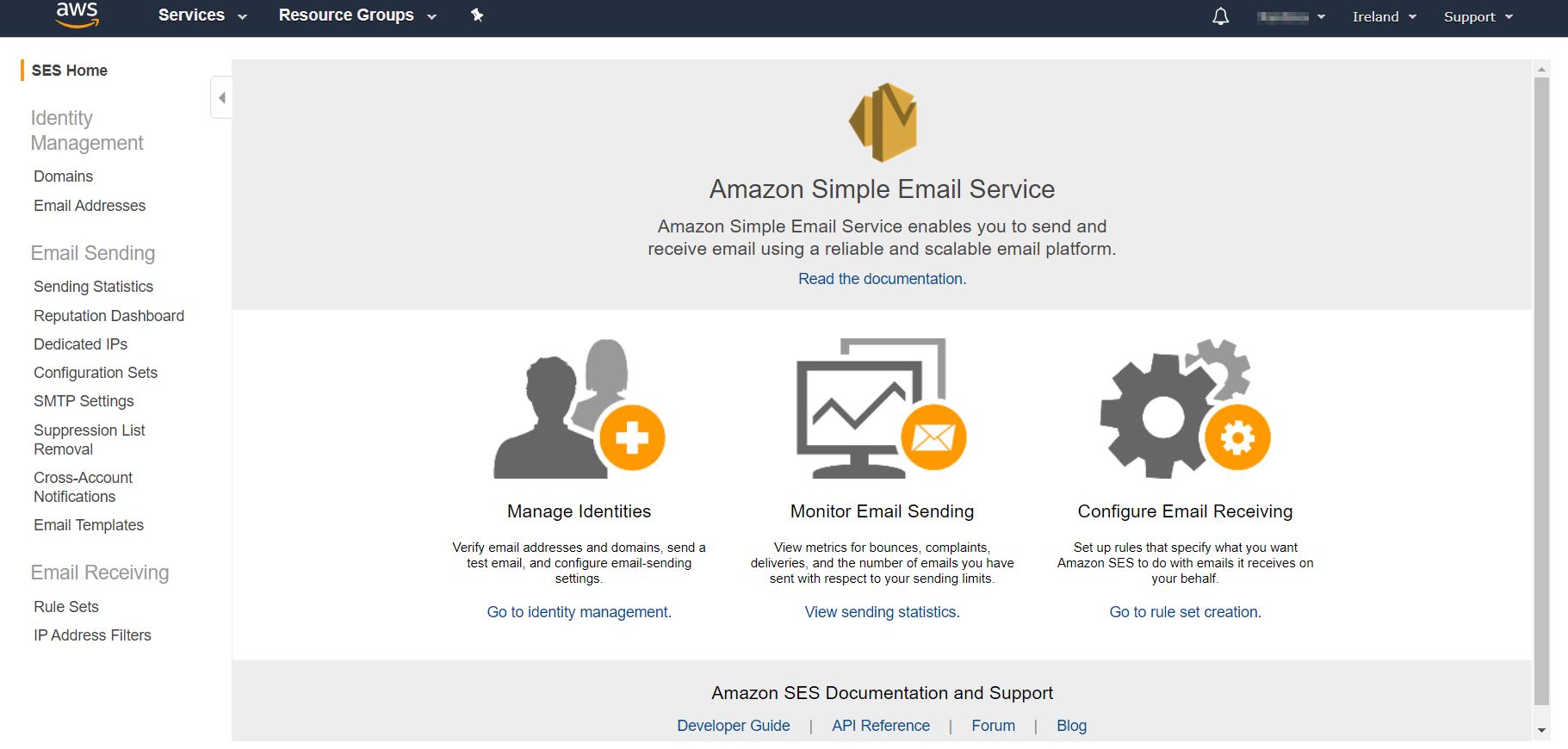 AWS Management Console Home page